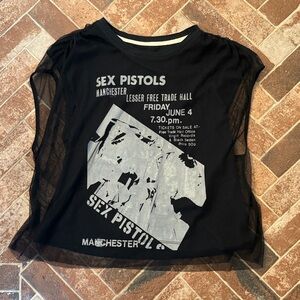 Anthropologie Pilcro Black Graphic Mesh Tee